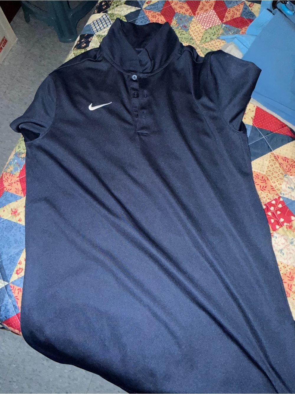 Nike Men's Dark Navy Polo with White Swoosh
